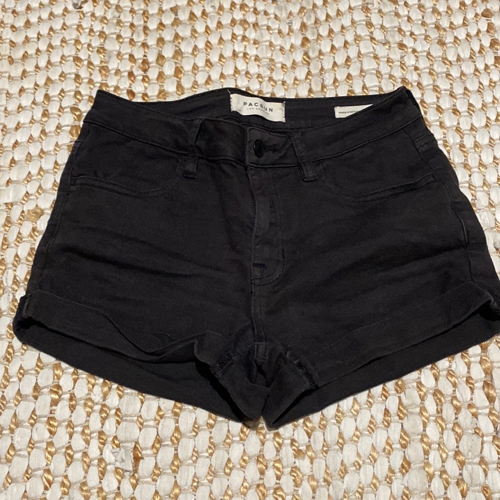 Pacsun super stretch denim shorts in black